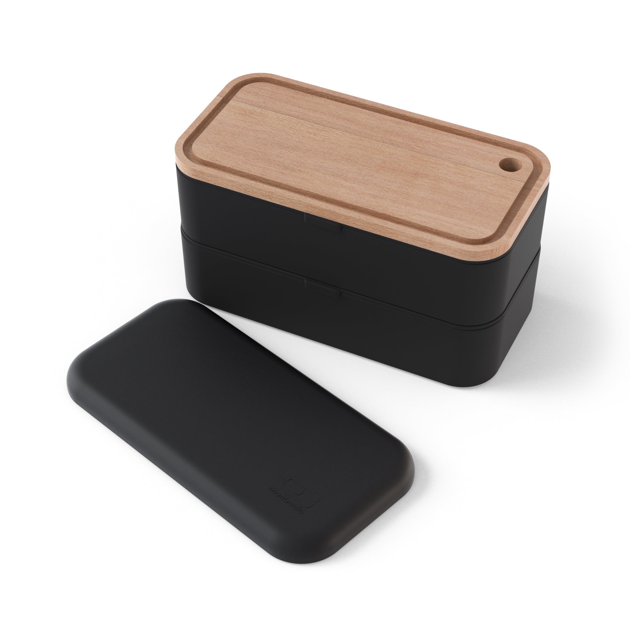 Set lunch box 2 étages 1L Noir Onyx + Planche à découper Monbento - Mathon - 2