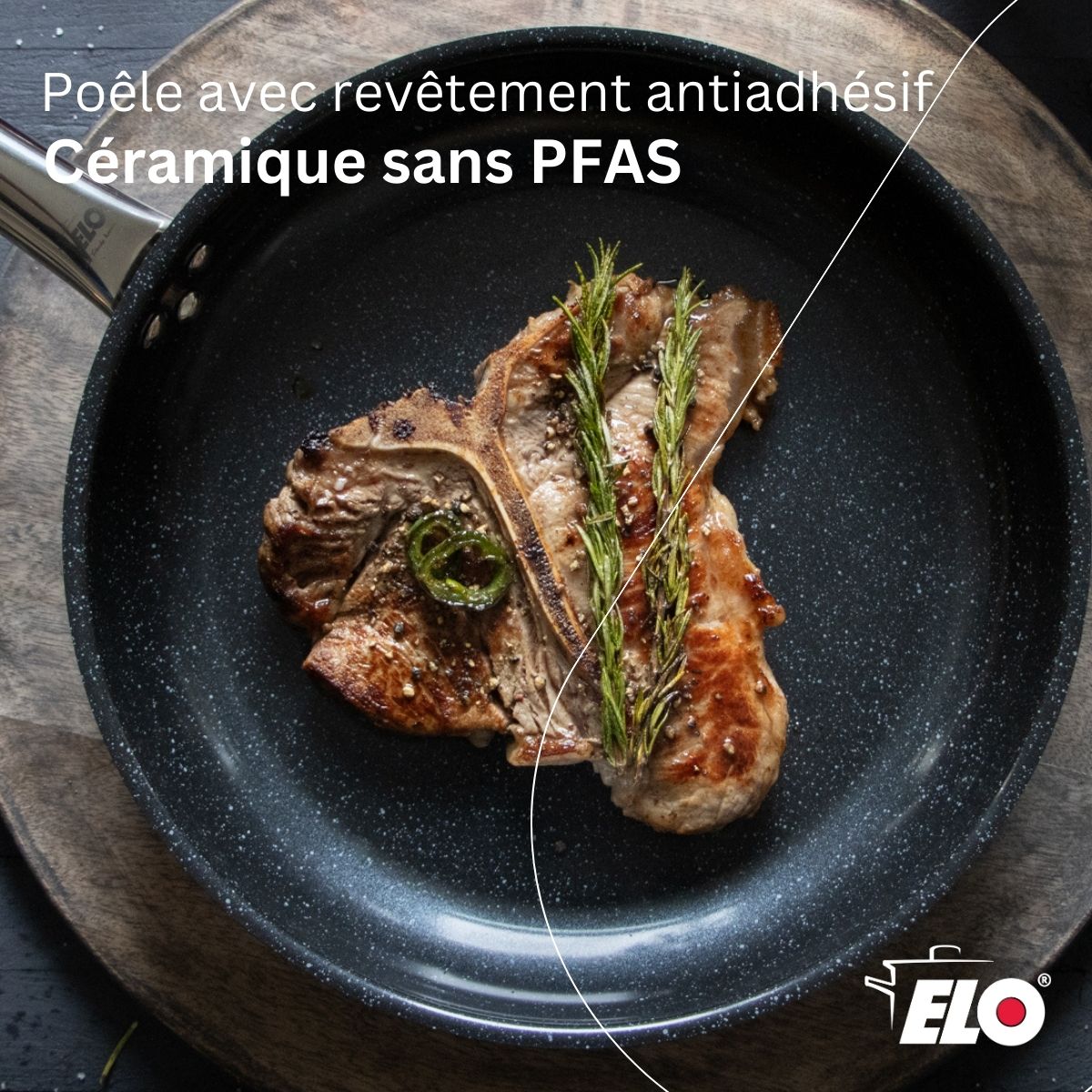 Poêle céramique sans PFAS 32 cm Profi Therm Platinum Elo - Mathon - 2