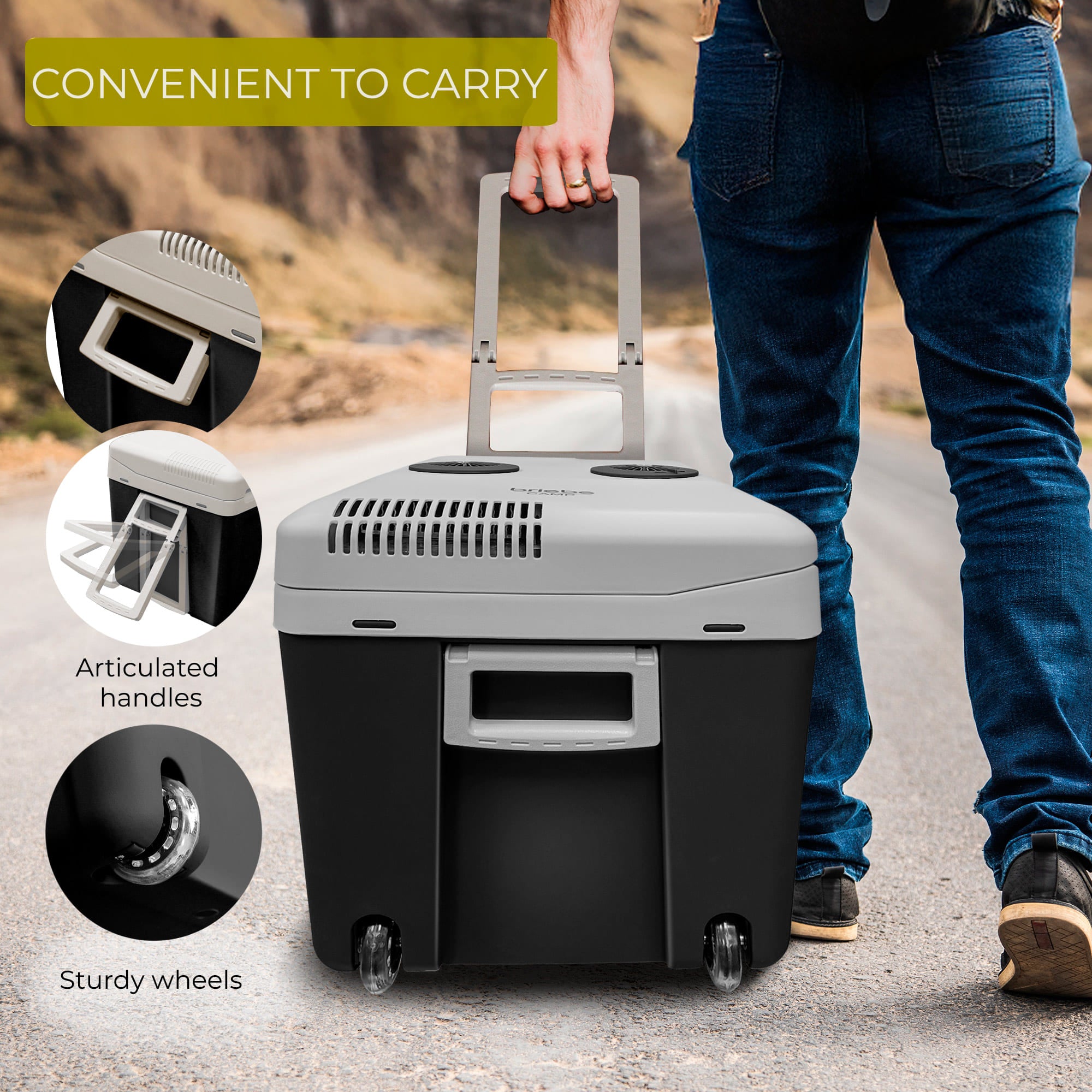 Glacière Électrique portable 40 Litres, 12V / 220 - 240V Voiture et Camping 58  Noir CF1155BLK - Mathon - 6