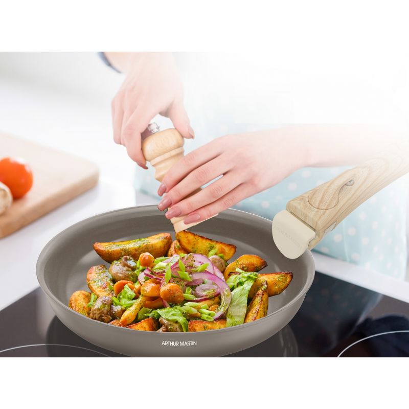 Set de 3 poêles 20-24-28 cm poignée amovible Taupe Arthur Martin AM4587 Arthur Martin - Mathon - 4