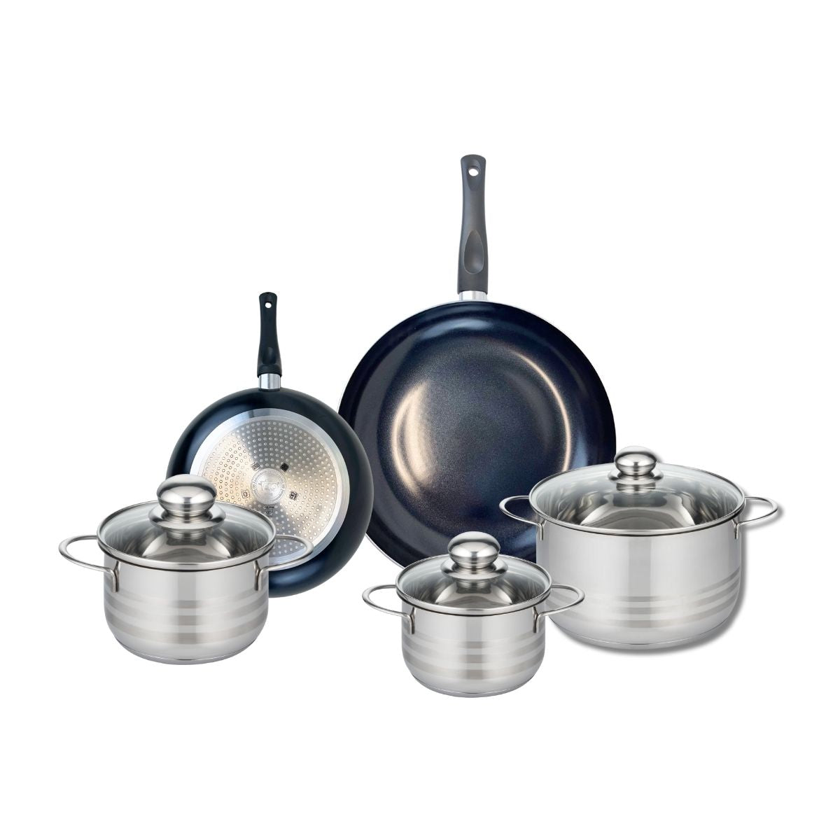 Ensemble de 2 Poêles de cuisson 20 et 28 cm et 3 faitouts 14, 16 et 20 cm  Prima Brillant Elo - Mathon - 1