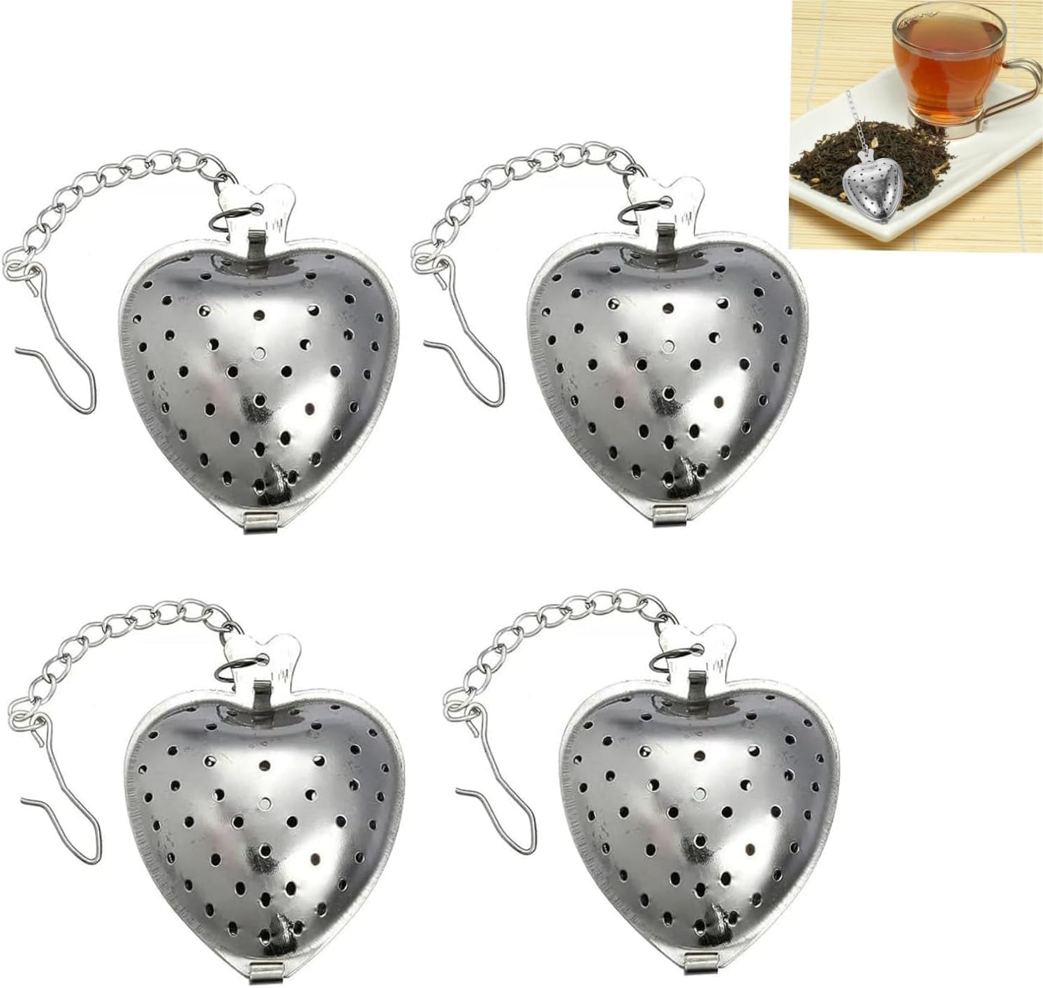 Infuseur à thé en acier inoxydable forme cœur avec chaîne Vendos85 - Mathon