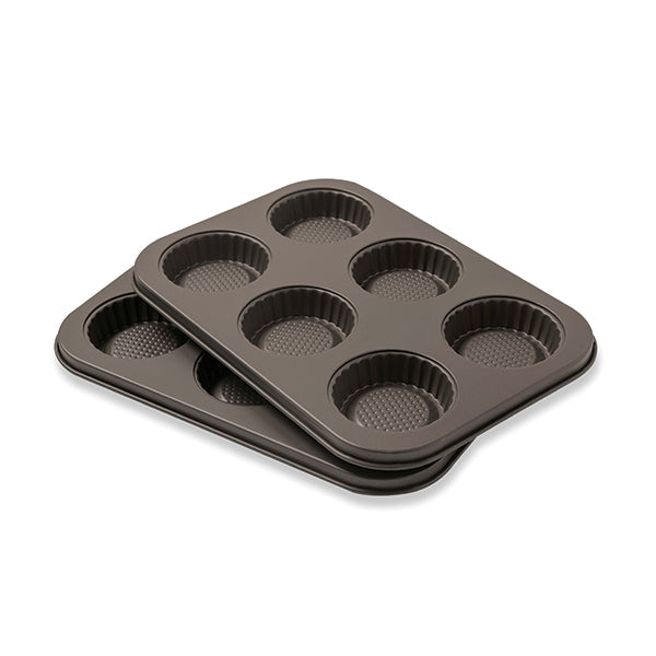 Set 2 plaques de 6 tartelettes acier revêtu Mathon - Mathon - 2