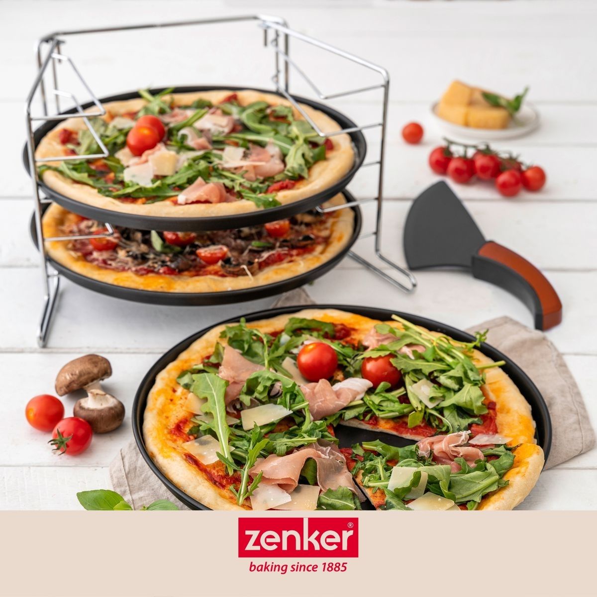 Set de 3 plaques à pizza et une grille de superposition 29 cm Zenker Special Countries Zenker - Mathon - 6