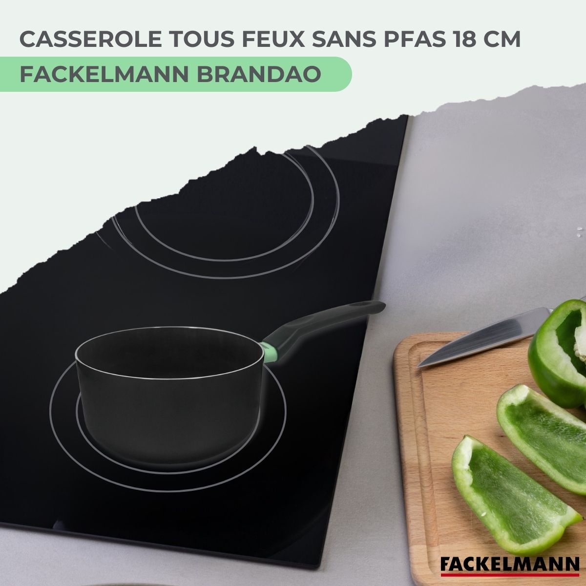 Casserole 18 cm aluminium revêtement céramique antiadhésif sans PFAS  Brandao Fackelmann - Mathon - 2