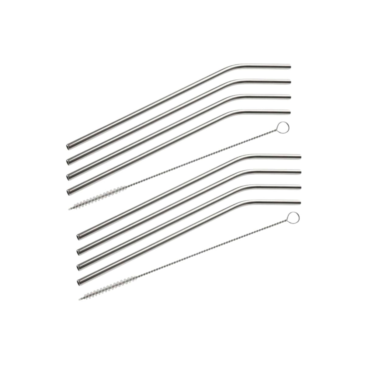 Lot de 8 pailles incurvées en inox avec goupillons 24 cm  Bar Concept Fackelmann - Mathon - 1