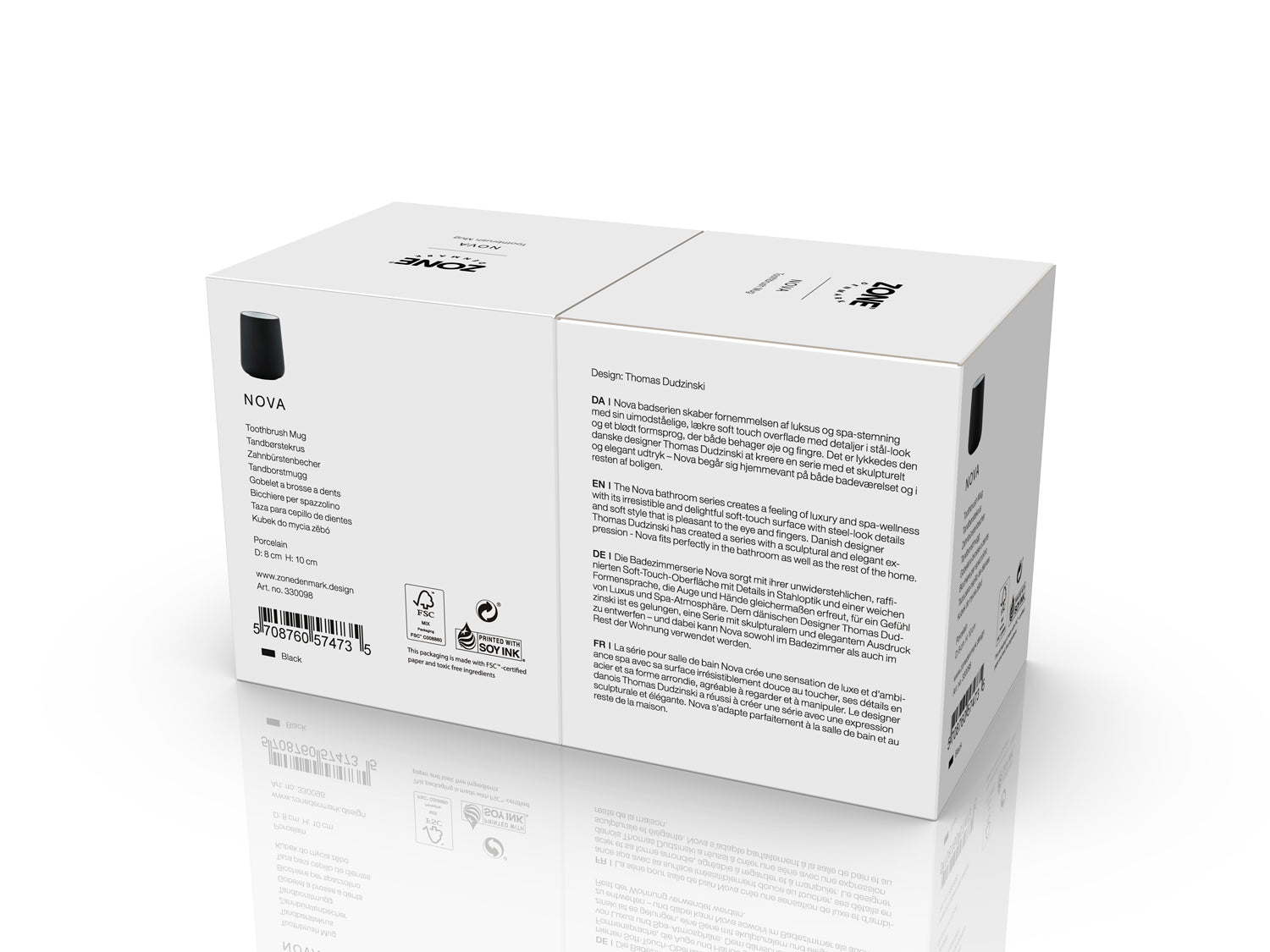 Gobelet pour brosse à dents NOVA en porcelaine et softtouch Noir Zone Denmark - Mathon - 5