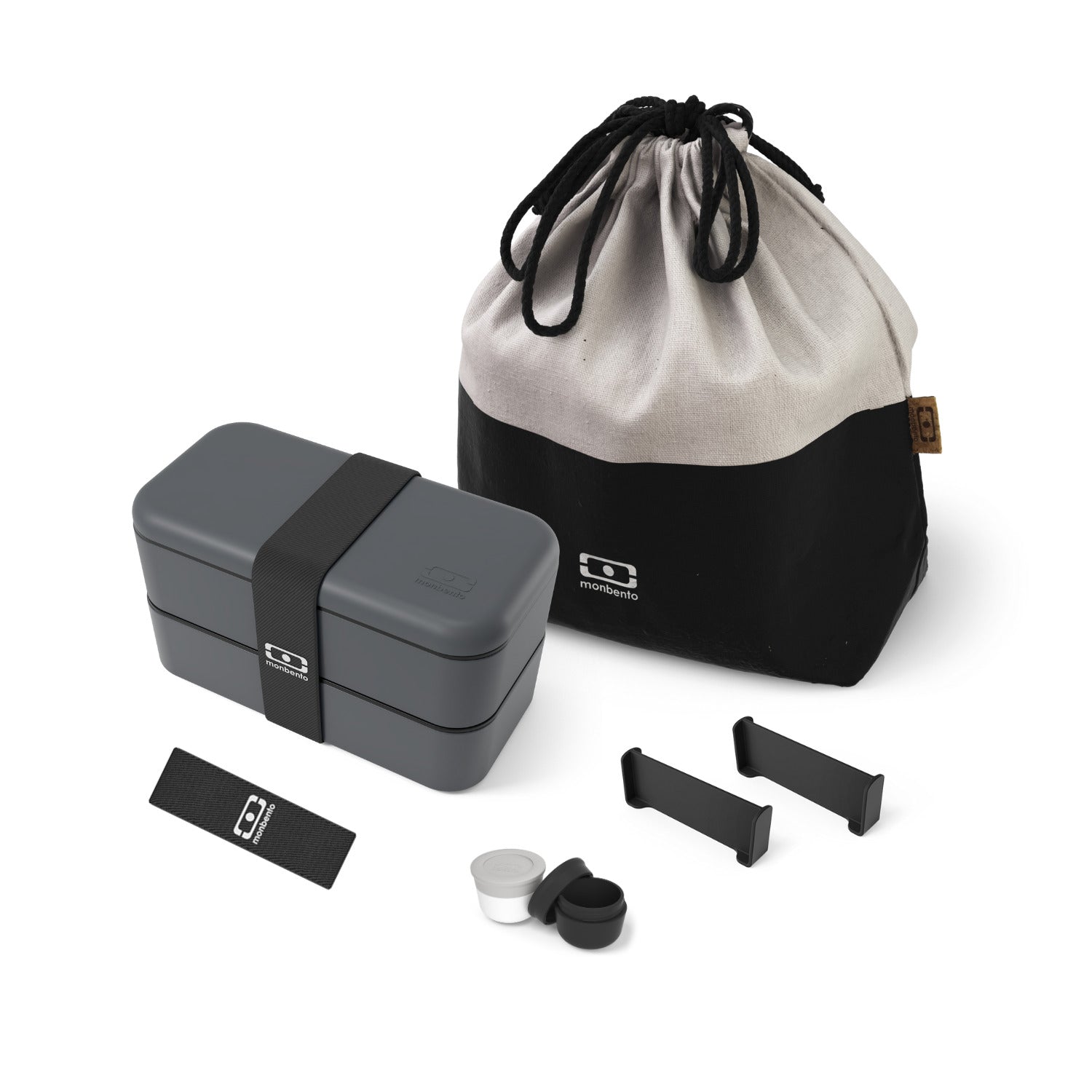 Set repas lunch box 2 étages 1L gris anthracite + accessoires Monbento - Mathon - 1