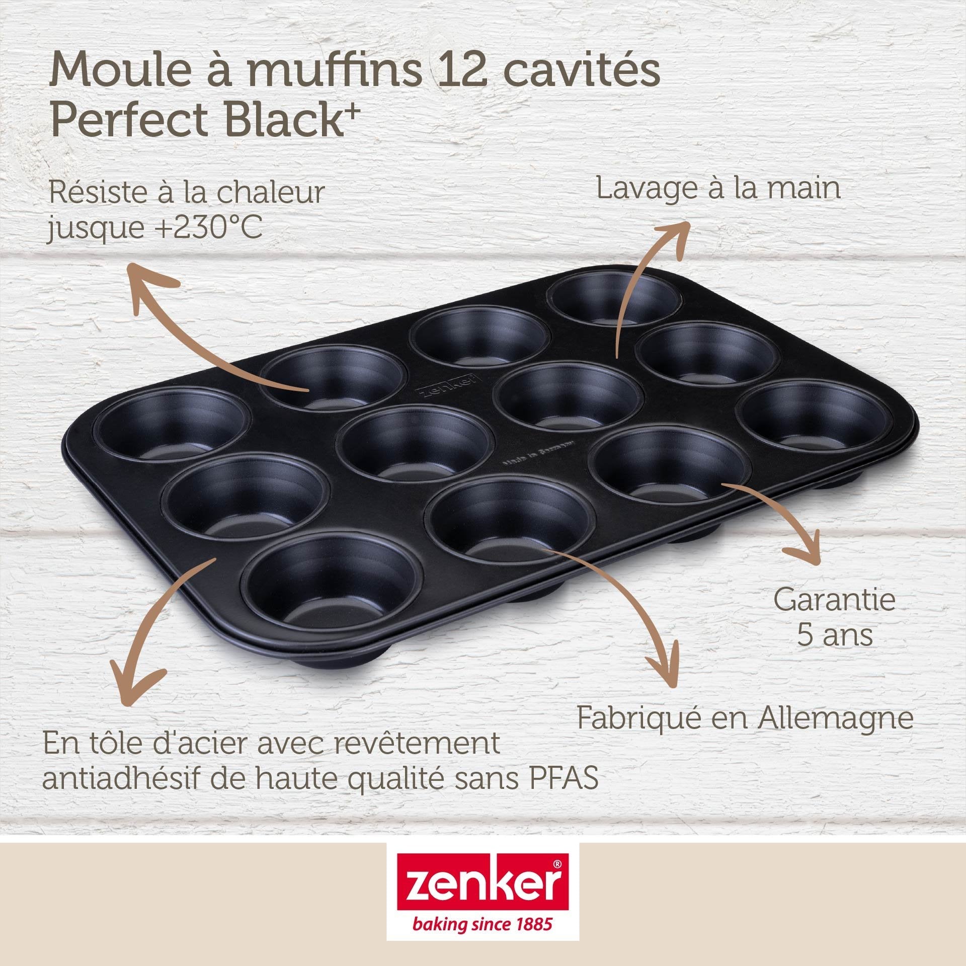 Moule à muffins 12 empreintes 38 x 26 cm Zenker Perfect Black Zenker - Mathon - 7