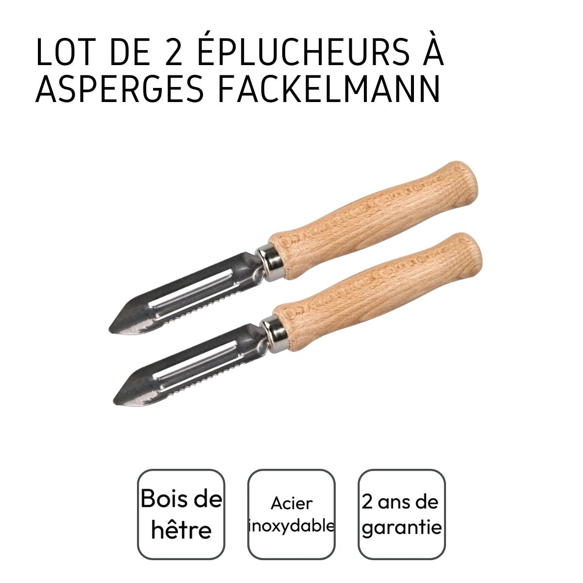 Lot de 2 éplucheurs à asperges manche en bois 15 cm Fackelmann - Mathon - 4