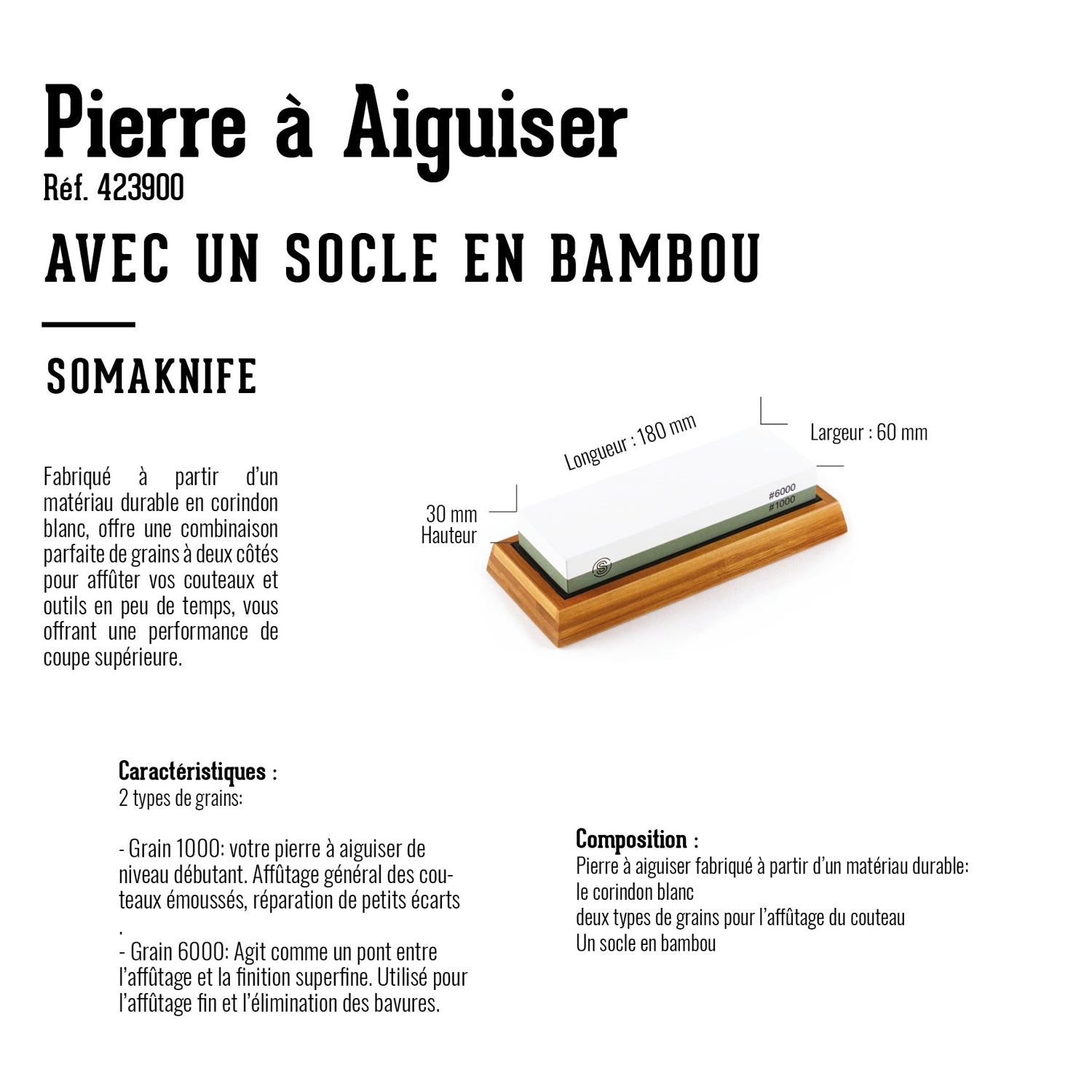 Pierre à aiguiser en corindon blanc Somagic - Mathon - 4