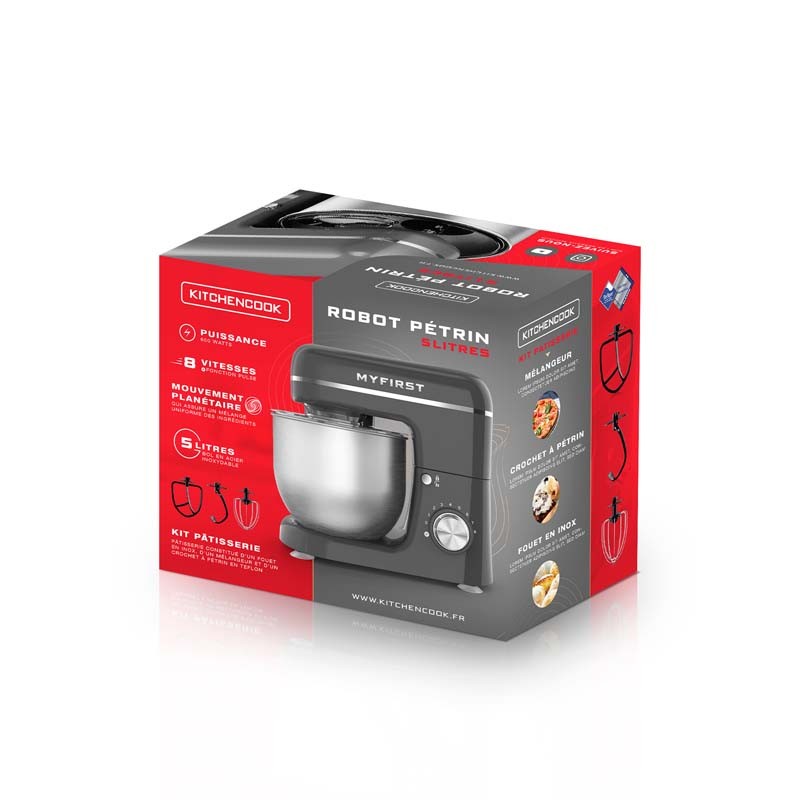 Robot pétrin 5l de 600 watts avec 8 vitesses MY FIRST Kitchencook - Mathon - 5