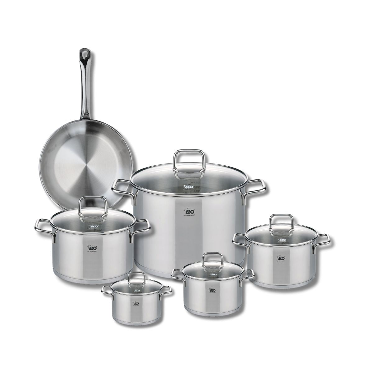 Ensemble de 1 Poêle de cuisson 24 cm et 5 faitouts 12, 14, 16, 20 et 26 cm  Profi Citrin Elo - Mathon - 1