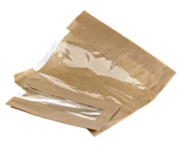 1000Pcs - Sac papier kraft brun à fenêtre 60x180x220mm FirstPack - Mathon - 1