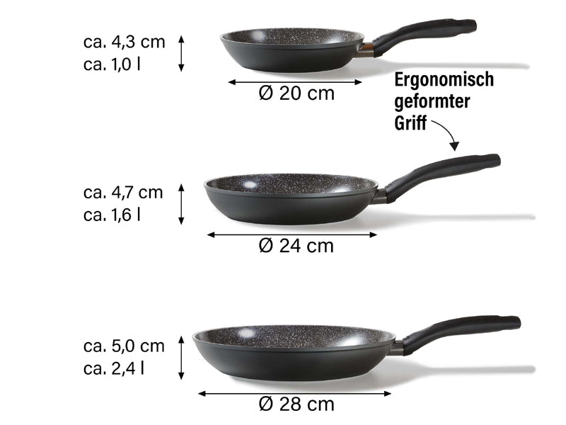 CERAMIC Lot de poêles, 3 pcs, 20/24/28 cm Stoneline - Mathon - 3