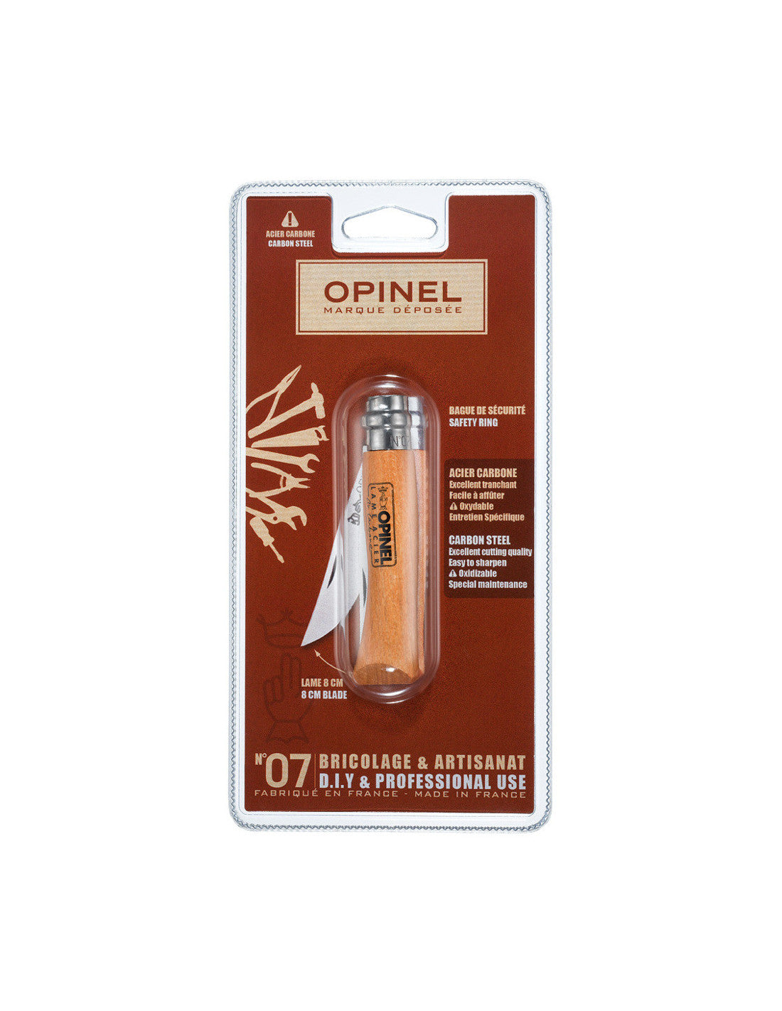 Couteau Opinel Blister N°7 Carbone OPINEL - Mathon