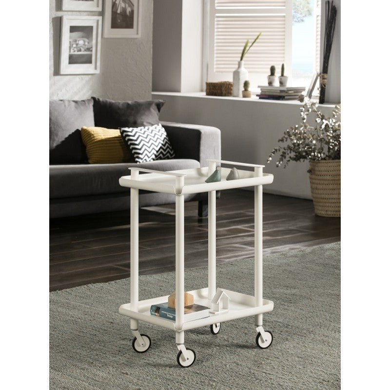 Desserte à roulettes, desserte de service Leky, métallique, 2 niveaux. Blanc Don Hierro - Mathon - 4