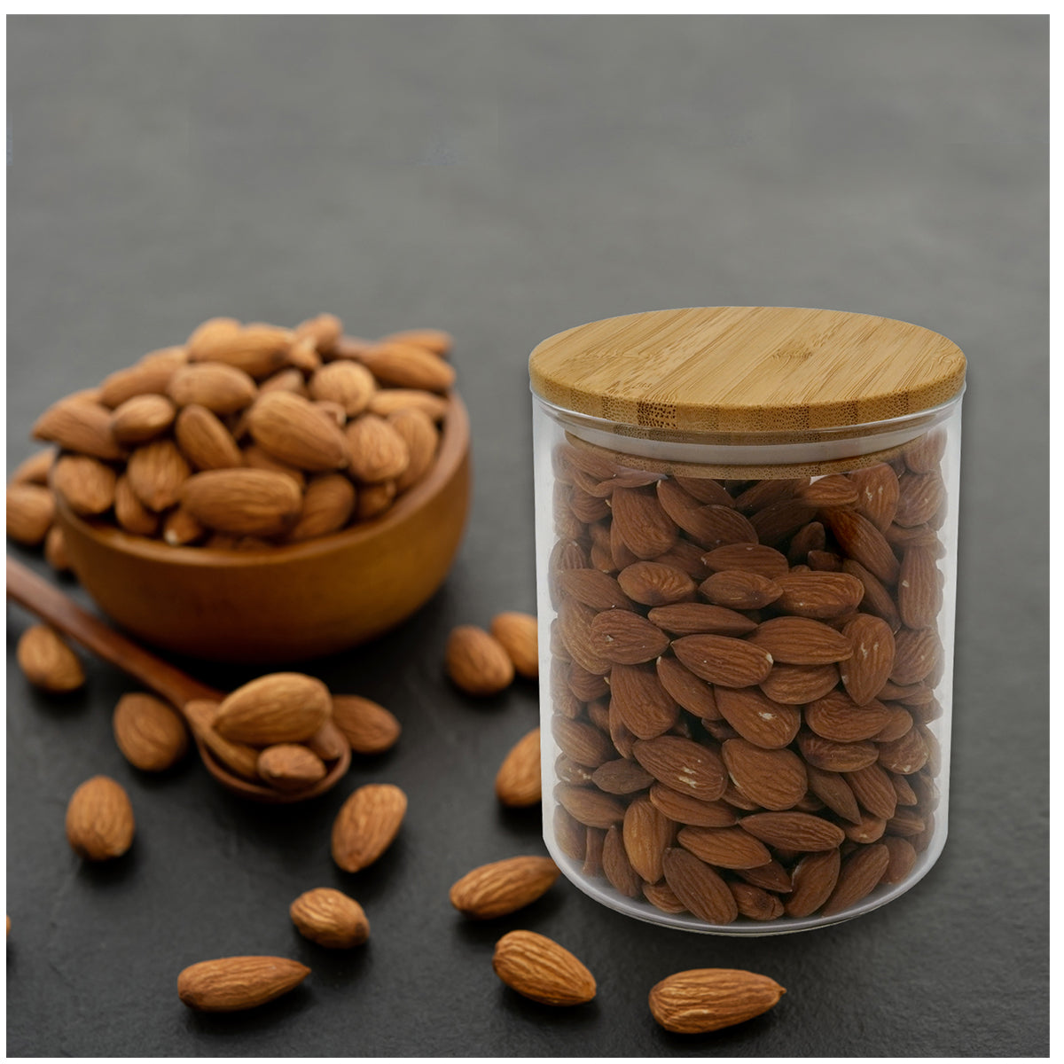 Boîte de conservation en verre 0,9L avec couvercle en Bambou  Nature Fackelmann - Mathon - 2