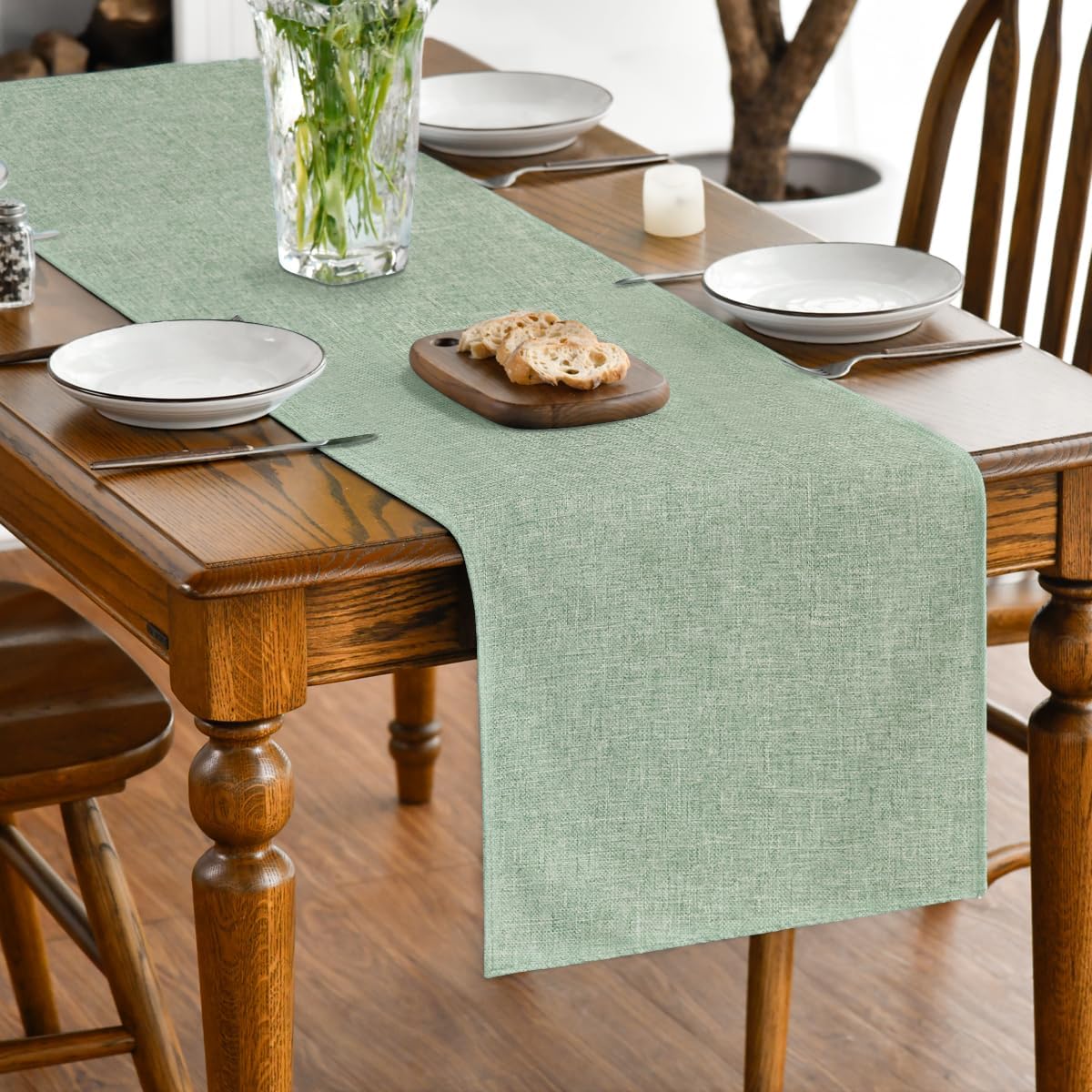 Chemin de Table Polyester Vert Sauge 40×240 cm Vendos85 - Mathon