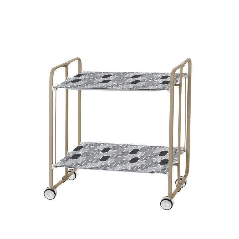 Desserte pliante 2 niveaux avec roulettes – structure couleur sable, bauhaus Don Hierro - Mathon - 1
