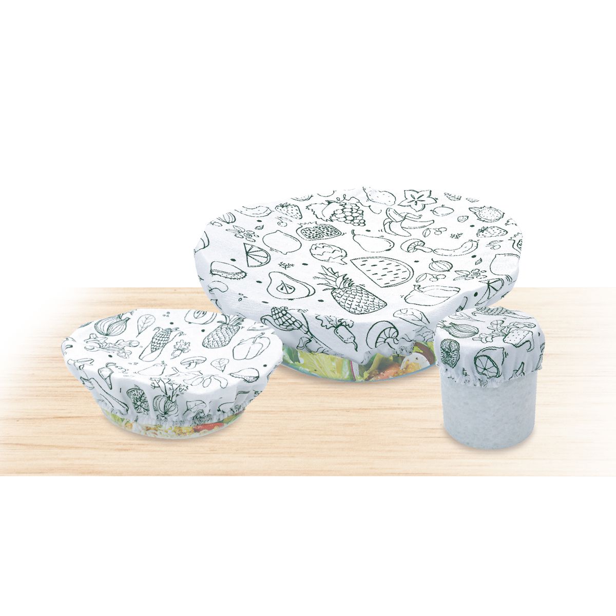 Lot de 3 films étirables réemployables en coton de 8 à 20 cm  Nature Fackelmann - Mathon - 2