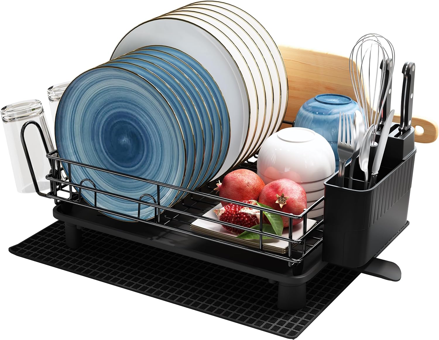 Égouttoir Vaisselle avec Porte-Gobelets et Porte-Ustensiles Vendos85 - Mathon