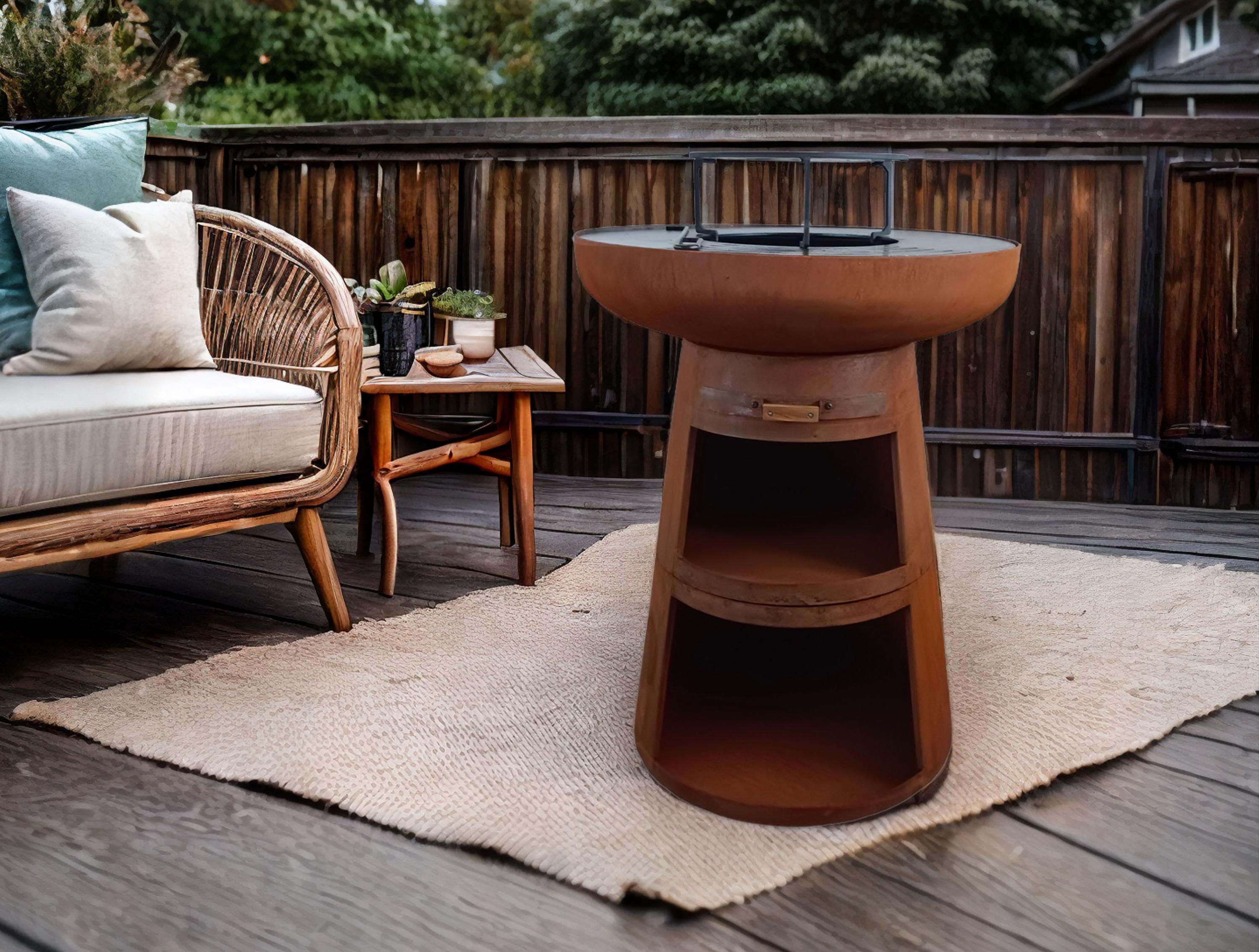 Barbecue rond avec plaque d