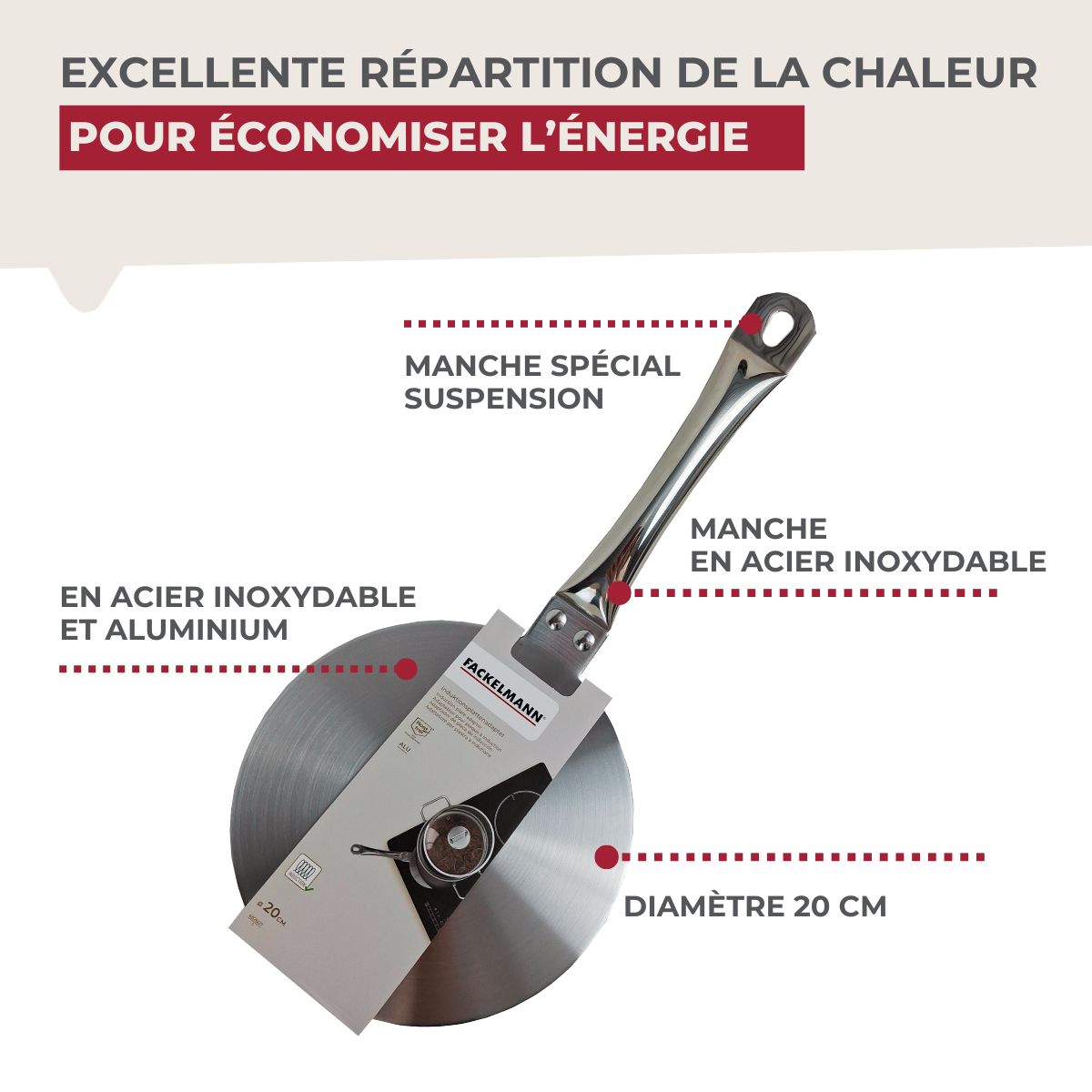 Adaptateur plaque à induction 20 cm Fackelmann - Mathon - 6