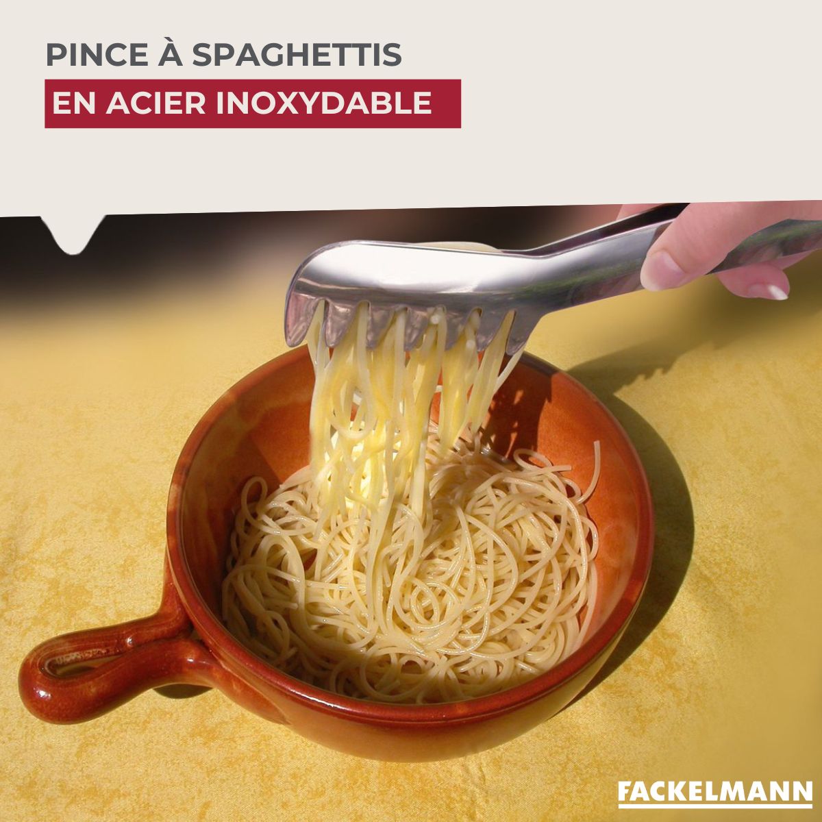 Ensemble de 2 Pinces à spaghettis, de cuisine en Acier inoxydable 19 cm Fackelmann - Mathon - 2