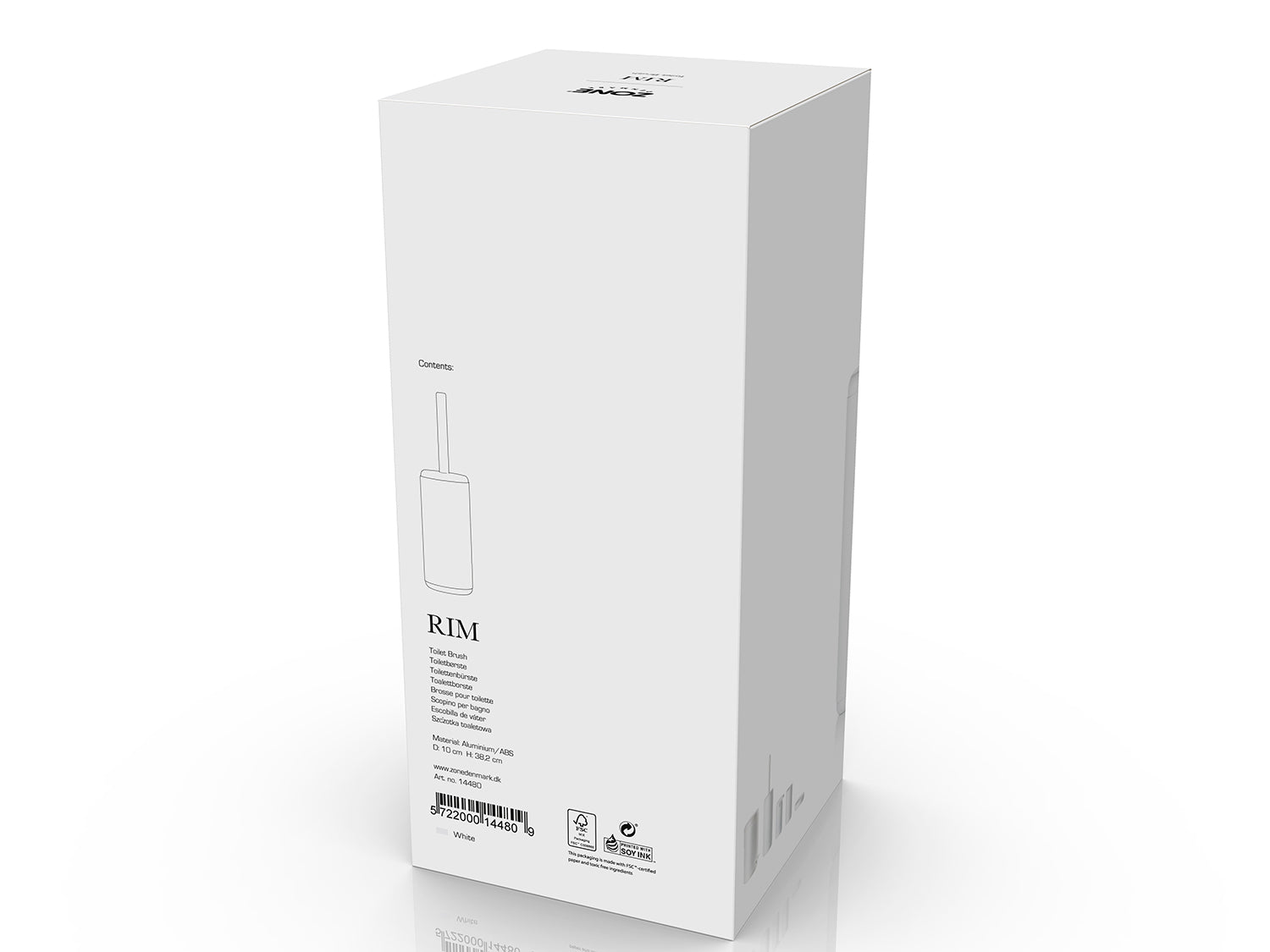 Brosse de toilette RIM en aluminium et abs Blanc Zone Denmark - Mathon - 3