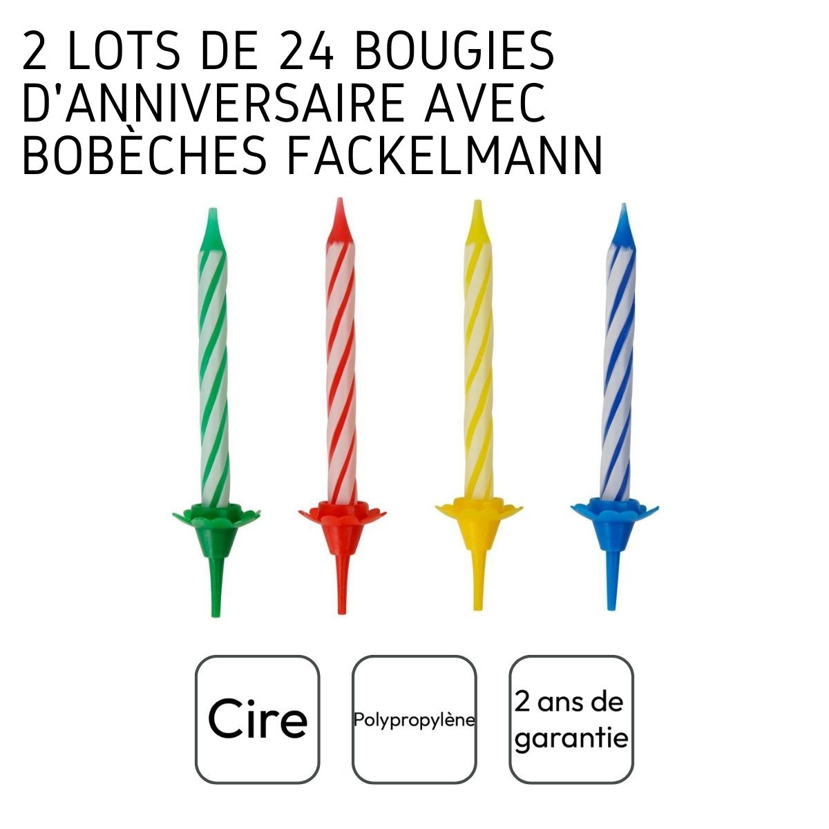 2 Lots de chacun 24 bougies d