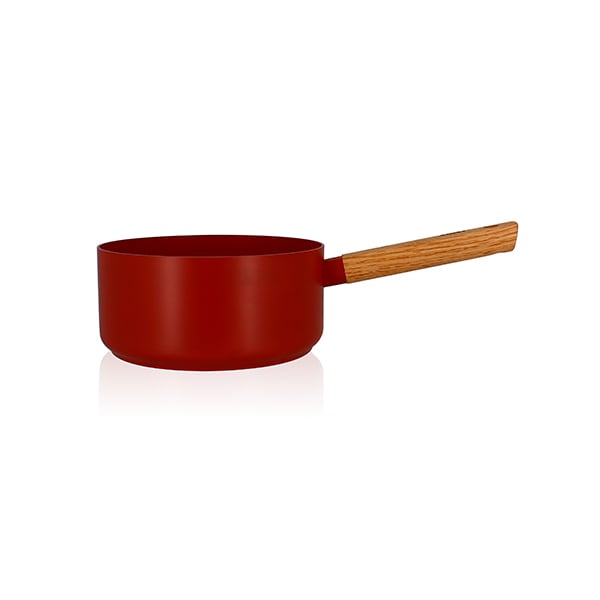 Casserole Ector induction aluminium revêtu manche en bois 20 cm rouge Ogo - Mathon - 1