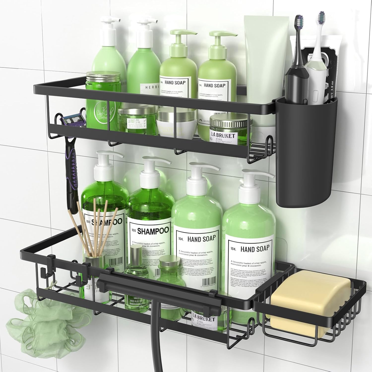 Lot De 2 Etagere Douche Sans Percage Avec Porte-Savon Vendos85 - Mathon