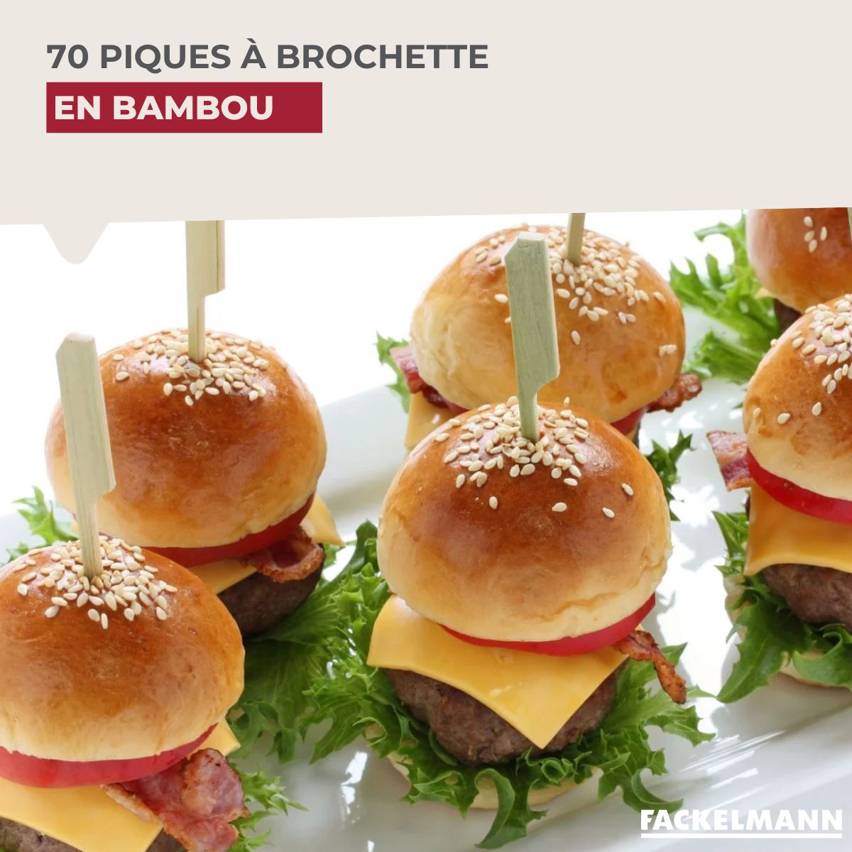 Lot de 70 piques à brochette 15 cm  Nature Fackelmann - Mathon - 2