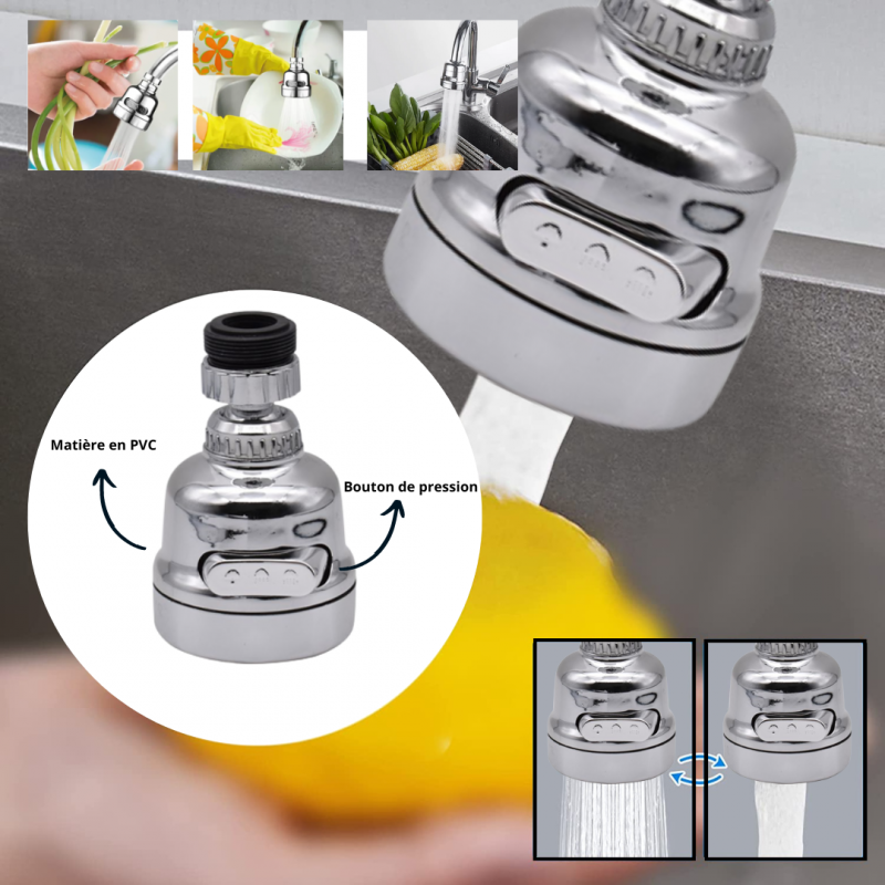 Embout Robinet Cuisine Super Jetto | Aérateur Robinet Universel Rotation 360° | Economiseur d