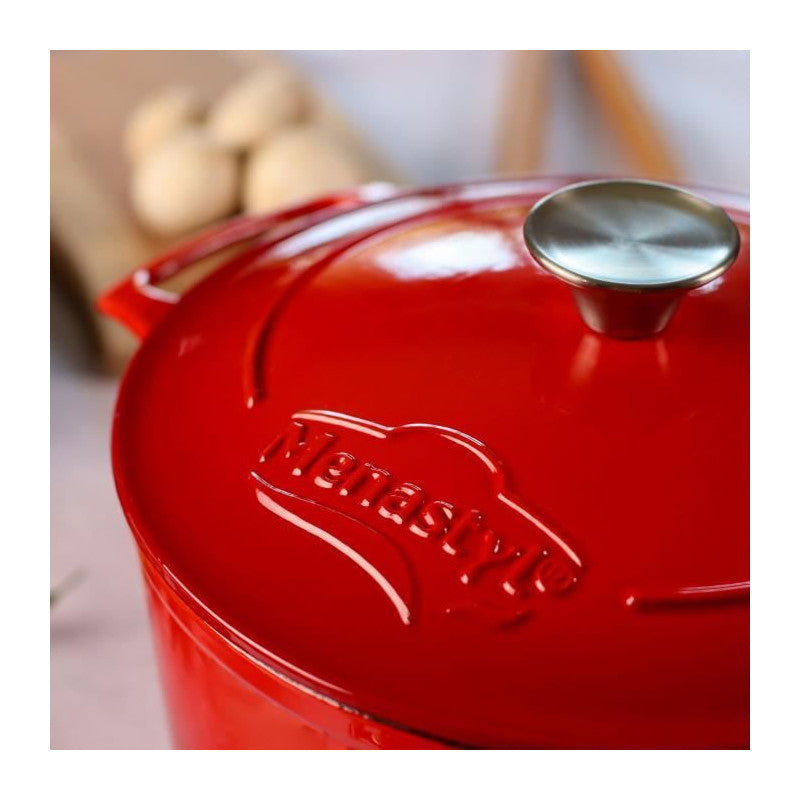 Cocotte - Menastyl - 6020105 - Ronde - En Fonte Acier émaillé - Rouge - 7 Litres Menastyl - Mathon - 4