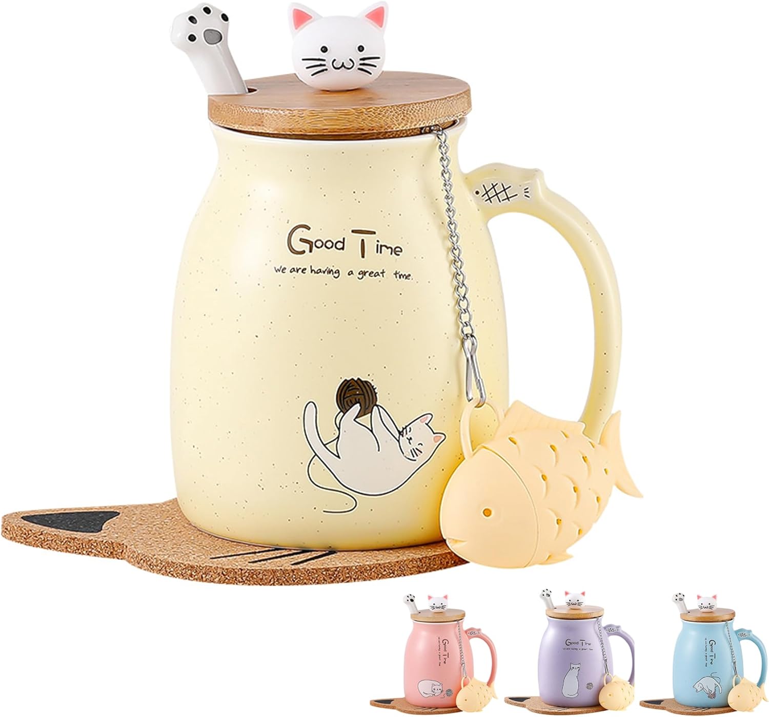 Mug Chat en Céramique Mignon pour Café et Thé 350 ml jaune Vendos85 - Mathon