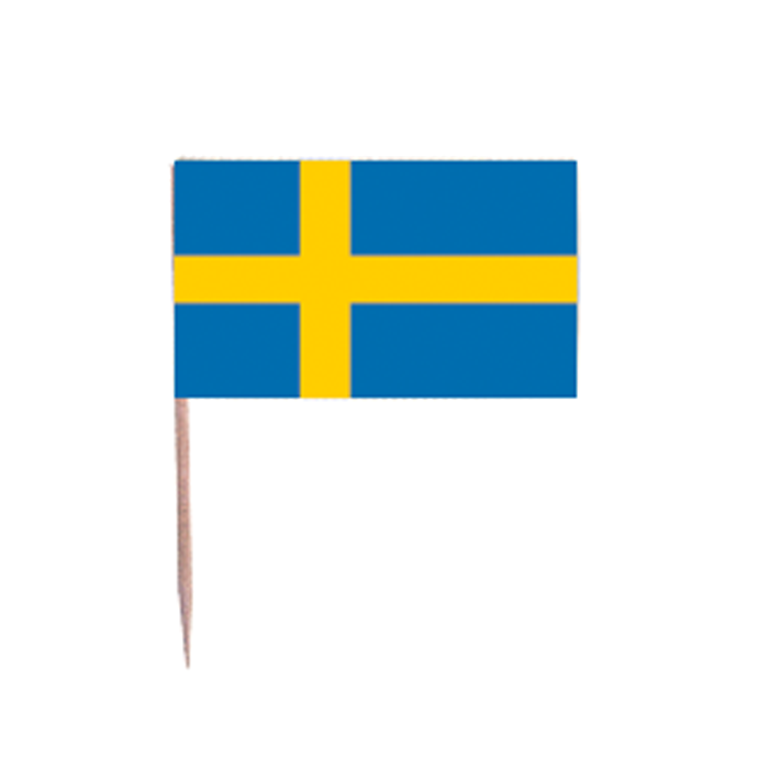 500Pcs - Pique à cocktail en bois avec extrémité drapeau suède  H65mm FirstPack - Mathon