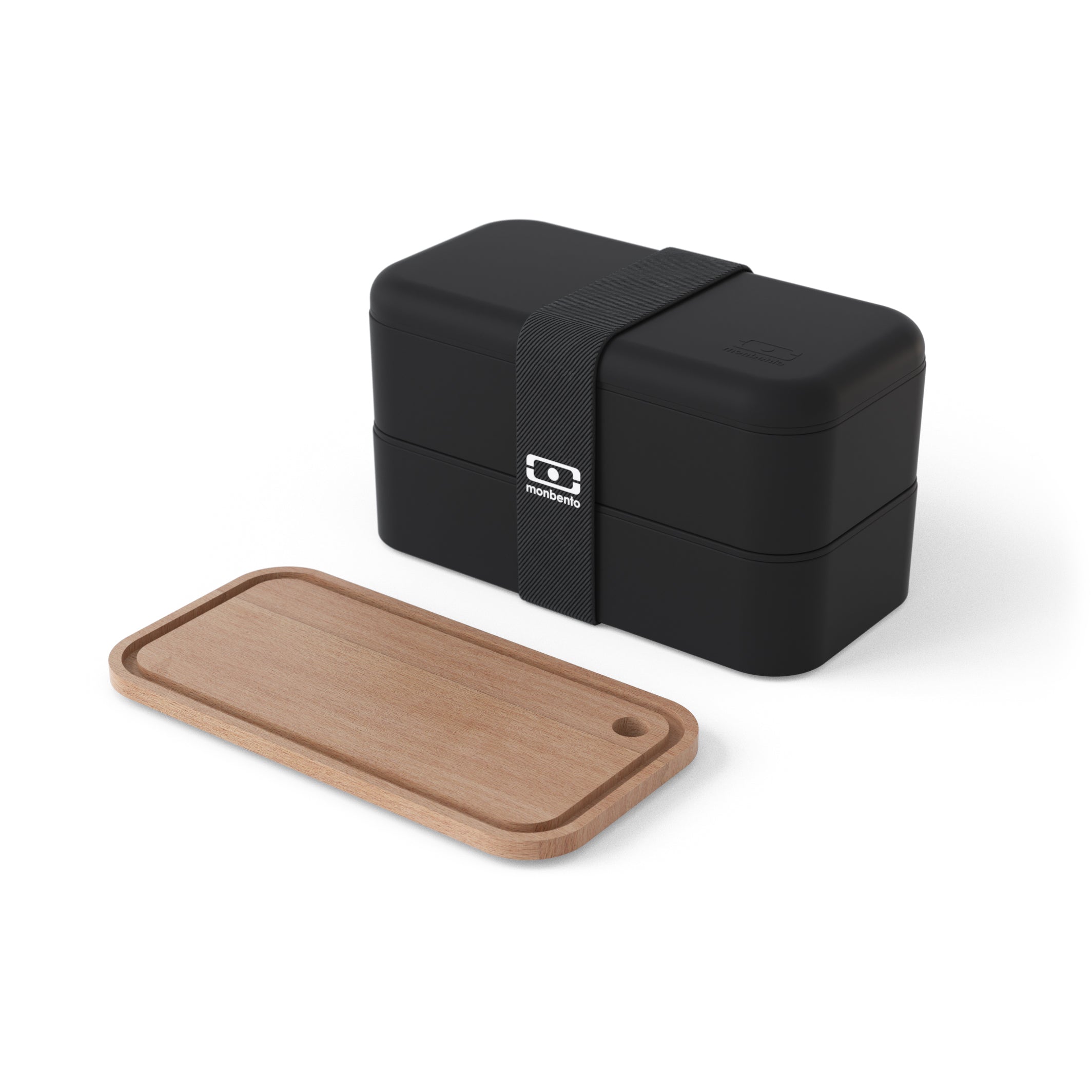 Set lunch box 2 étages 1L Noir Onyx + Planche à découper Monbento - Mathon - 1