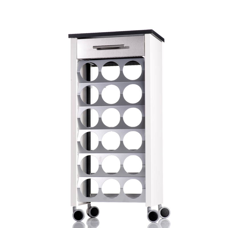 Étagère à roulettes porte bouteilles BACUS, capacité 18 bouteilles, Blanc-Ardoise Don Hierro - Mathon - 1