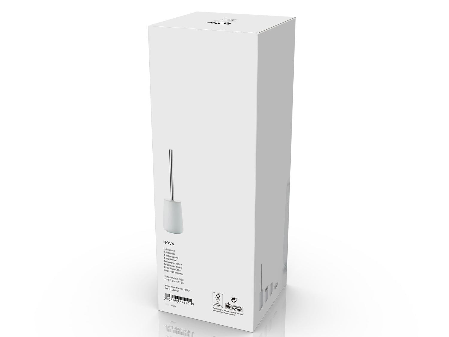 Brosse de toilette NOVA en porcelaine et acier Blanc Zone Denmark - Mathon - 3