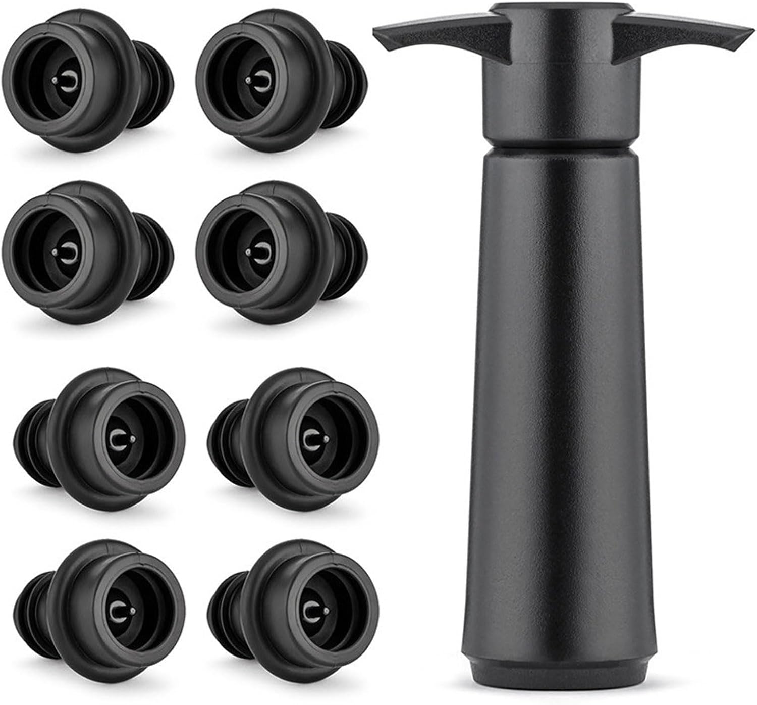 Pompe à Vide Vin Noire avec 8 Bouchons Silicone Vendos85 - Mathon