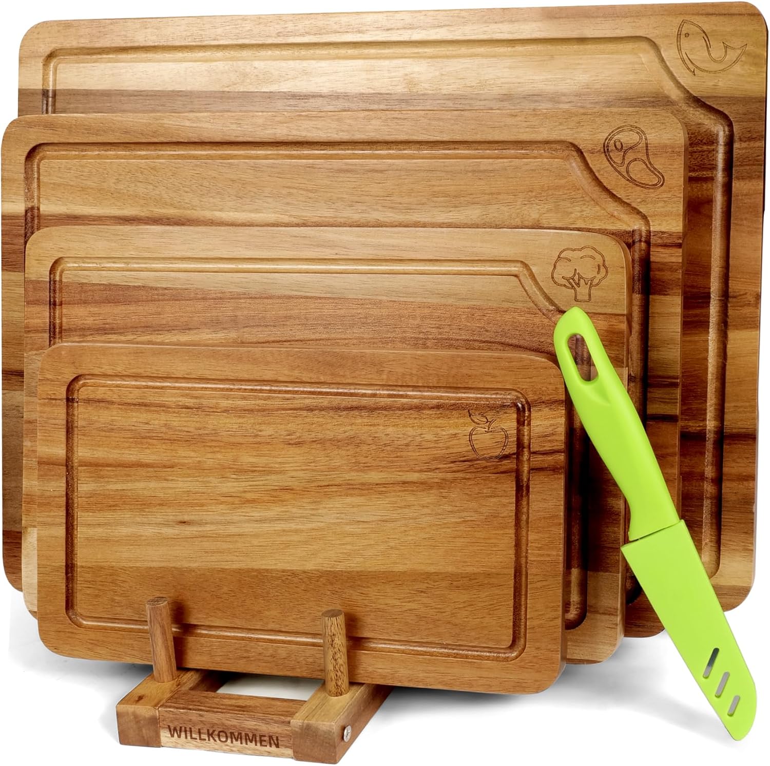 Ensemble de 4 planches à découper en bois d’acacia Vendos85 - Mathon