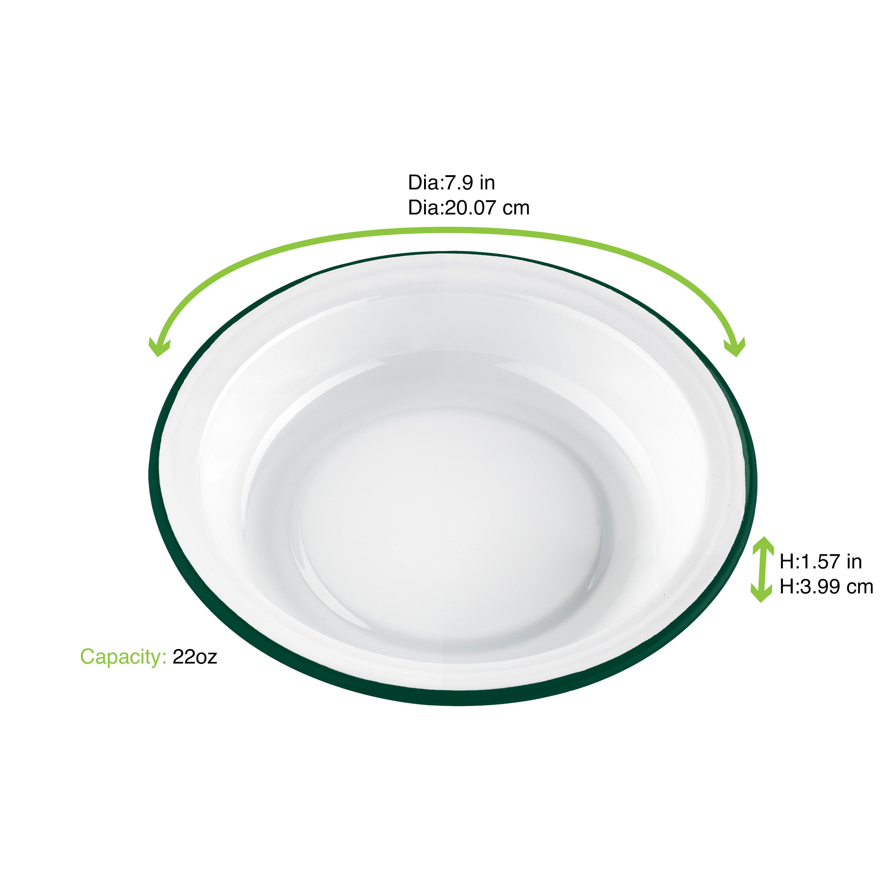12Pcs - Assiette creuse Enamel blanc en acier émaillé à bord vert   H40mm 650ml FirstPack - Mathon - 2