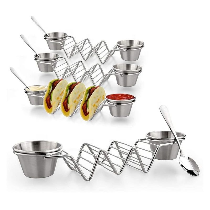 Support à tacos en acier inoxydable avec 2 tasses Herzberg HG04043 Herzberg - Mathon - 4