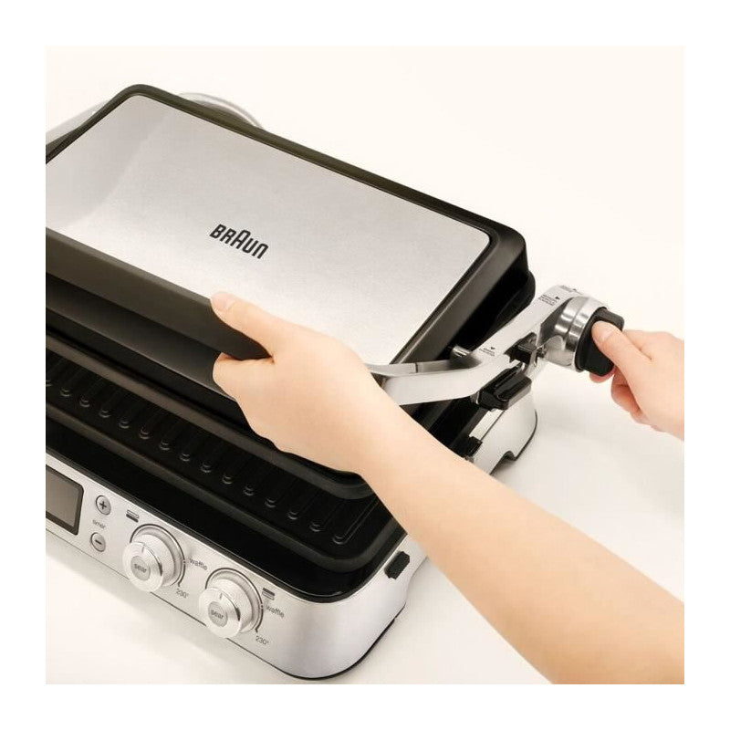 Grill Multifonctions -   - Multi Grill 9 - 2000 W - 3 Positions De Chauffe - Noir / Acier Braun - Mathon - 2