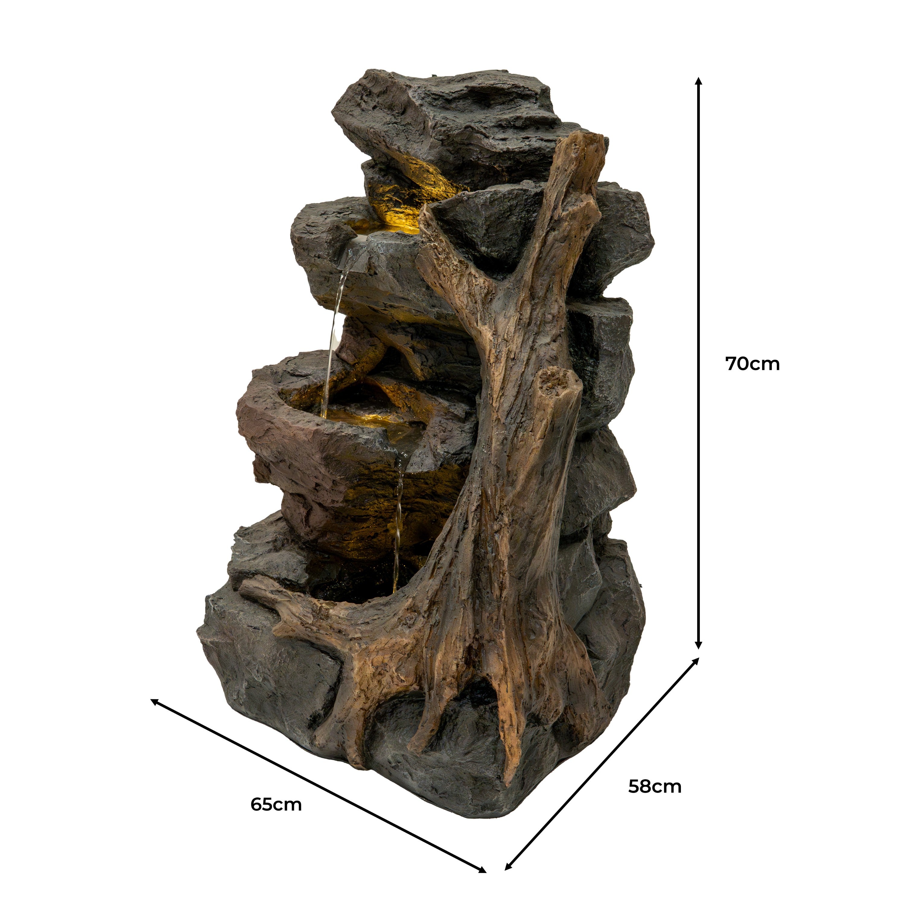 Fontaine de Jardin Cascade Électrique « Willow Springs » Extérieure LED Pompe Monstershop - Mathon - 3