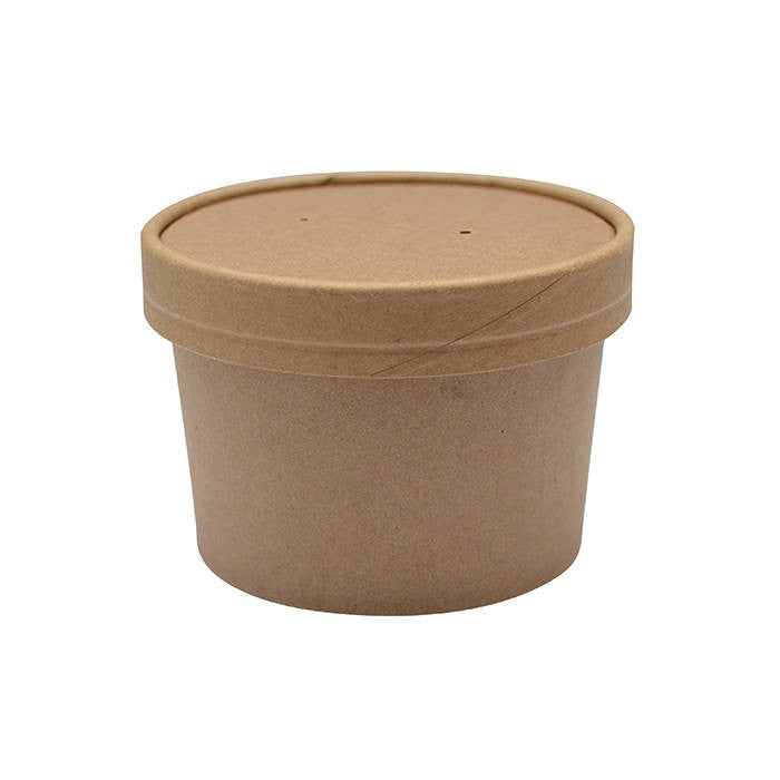 25Pcs - Pot carton brun chaud et froid avec couvercle carton   H67mm 240ml FirstPack - Mathon - 1