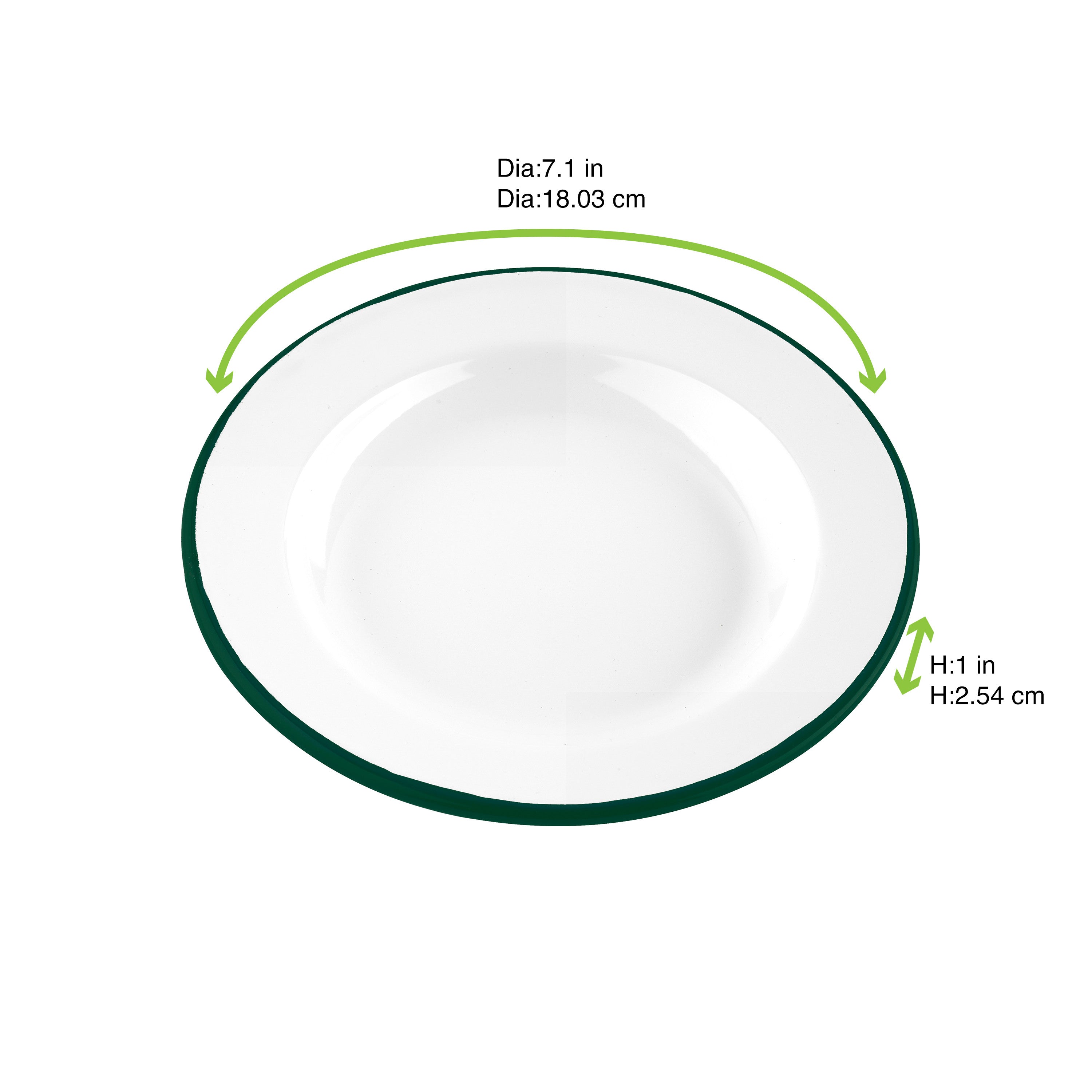 12Pcs - Assiette Enamel blanc en acier émaillé à bord vert   H25mm FirstPack - Mathon - 2