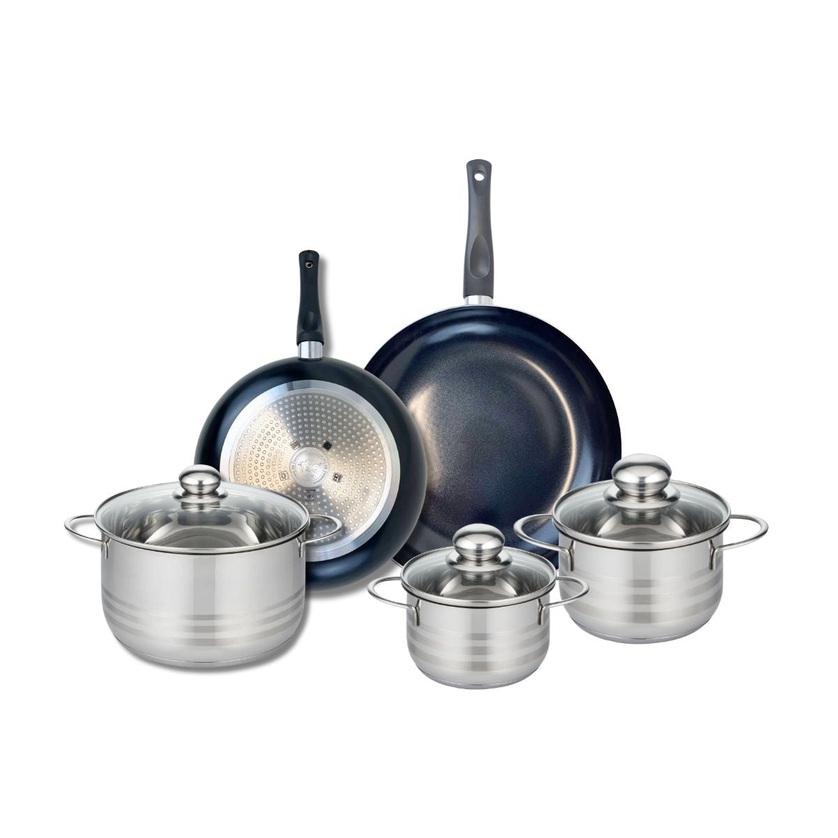 Ensemble de 2 Poêles de cuisson 24 et 28 cm et 3 faitouts 14, 16 et 20 cm  Prima Brillant Elo - Mathon - 1